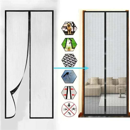 Self-closing center seam of the magnetic door screen