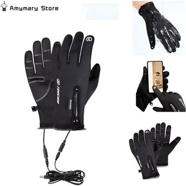 Heated Cycling Gloves - Winter Touchscreen Safety - InspiredGrabs.com