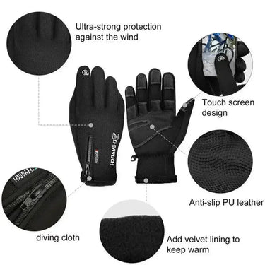 Heated Cycling Gloves - Winter Touchscreen Safety - InspiredGrabs.com