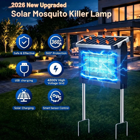 Solar - Powered Outdoor Bug Zapper with 4500V Mosquito Control & Motion Sensor - InspiredGrabs.com