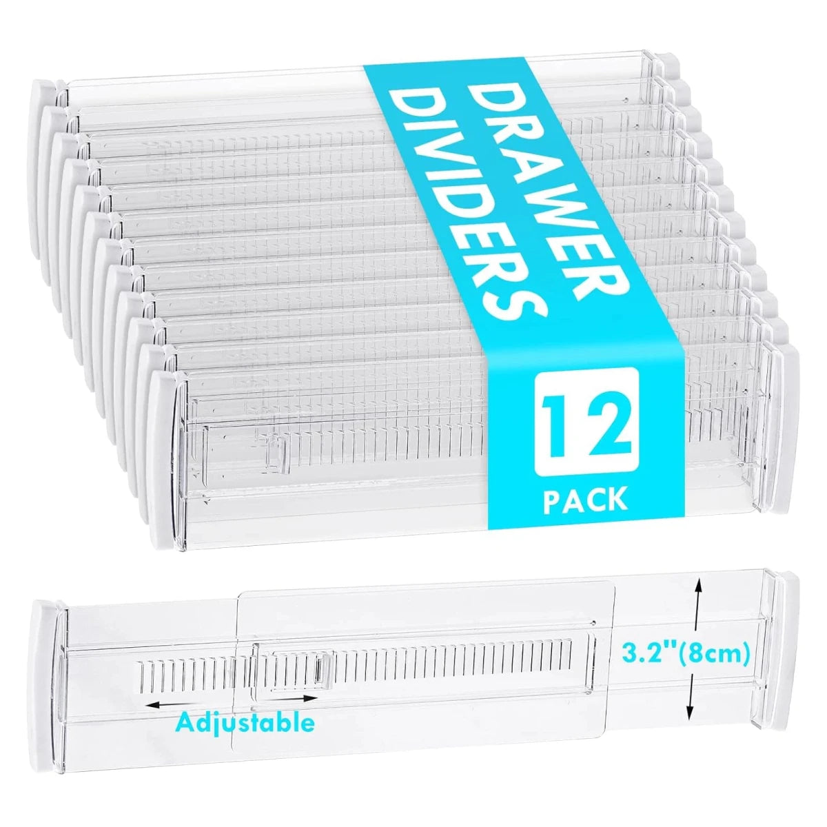 10-Pack Adjustable Clear Drawer Dividers - InspiredGrabs.com