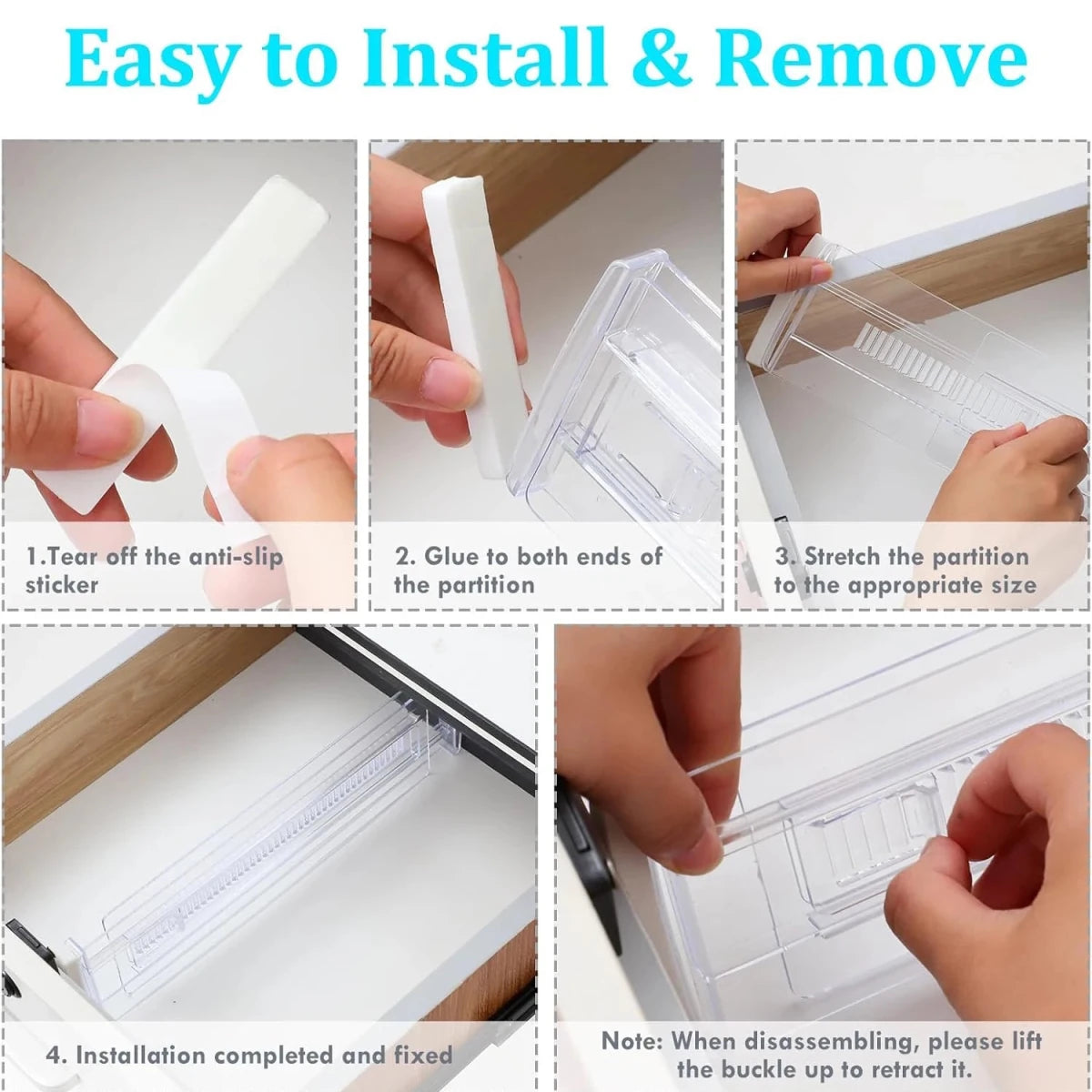 10-Pack Adjustable Clear Drawer Dividers - InspiredGrabs.com