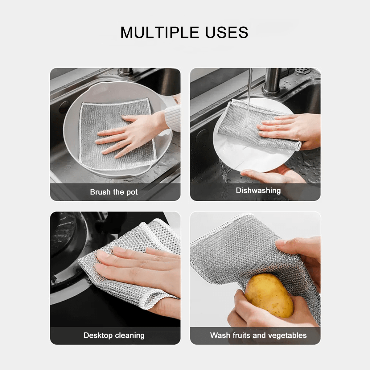 12 PCS Non - Scratch Wire Cleaning Cloths - InspiredGrabs.com
