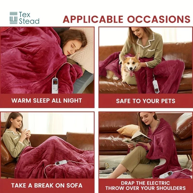 120V Electric Throw Heated Blanket – 10 Heat Levels, LCD, Auto Shut Off - InspiredGrabs.com