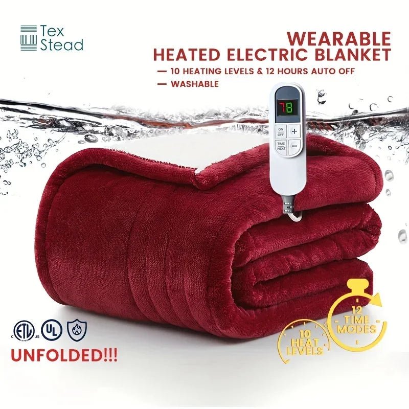 120V Electric Throw Heated Blanket – 10 Heat Levels, LCD, Auto Shut Off - InspiredGrabs.com