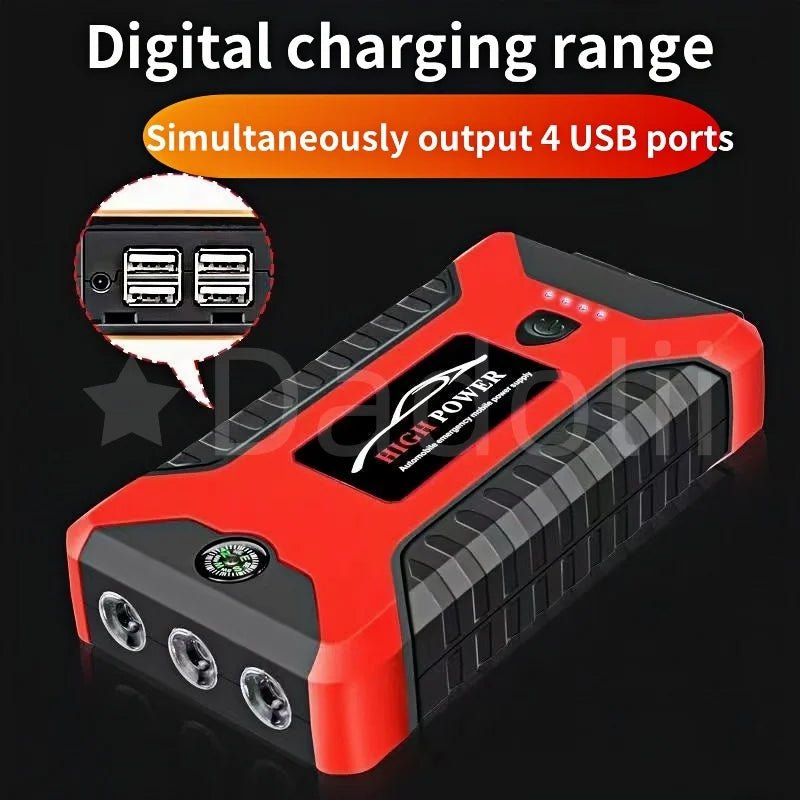 12V 11800mAh Car Jump Starter – High Power Emergency Booster with USB, Type - C & LED - InspiredGrabs.com
