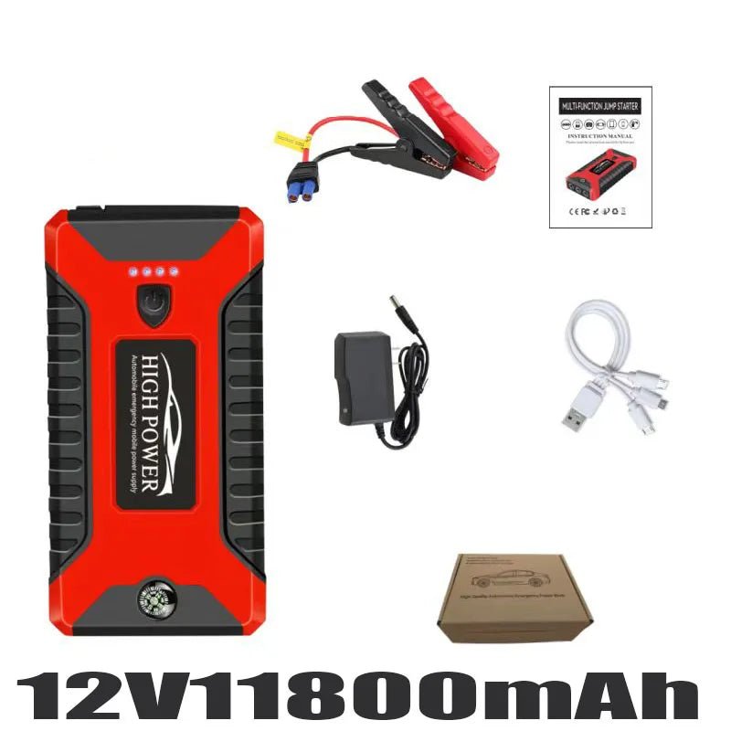 12V 11800mAh Car Jump Starter – High Power Emergency Booster with USB, Type - C & LED - InspiredGrabs.com