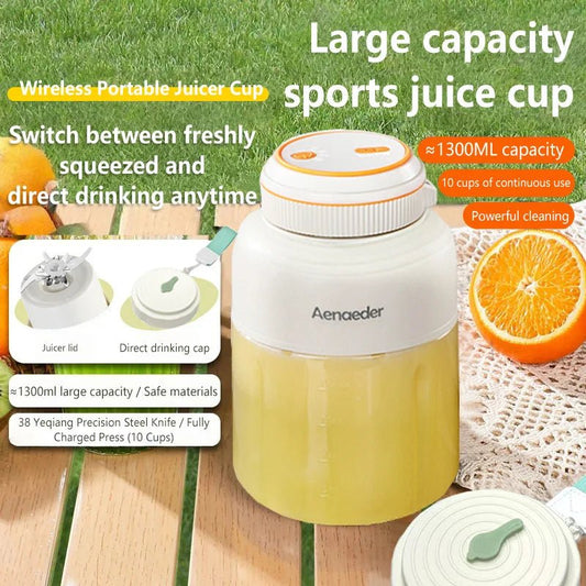 1300ml Portable Wireless Blender & Fruit Juicer – Rechargeable Multifunction Smoothie Maker - InspiredGrabs.com