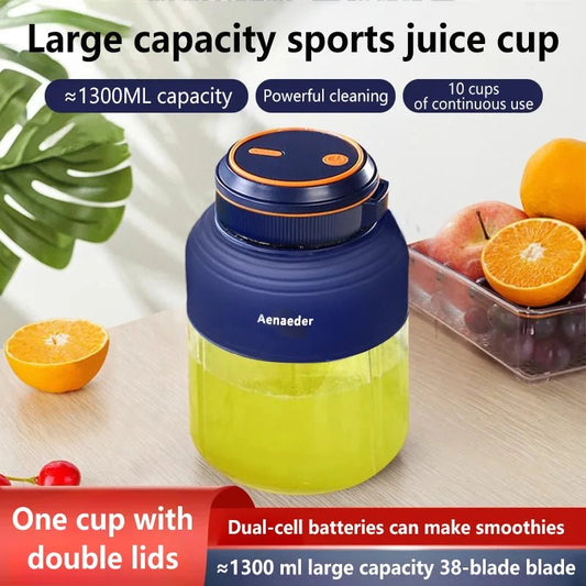 1300ml Portable Wireless Blender & Fruit Juicer – Rechargeable Multifunction Smoothie Maker - InspiredGrabs.com