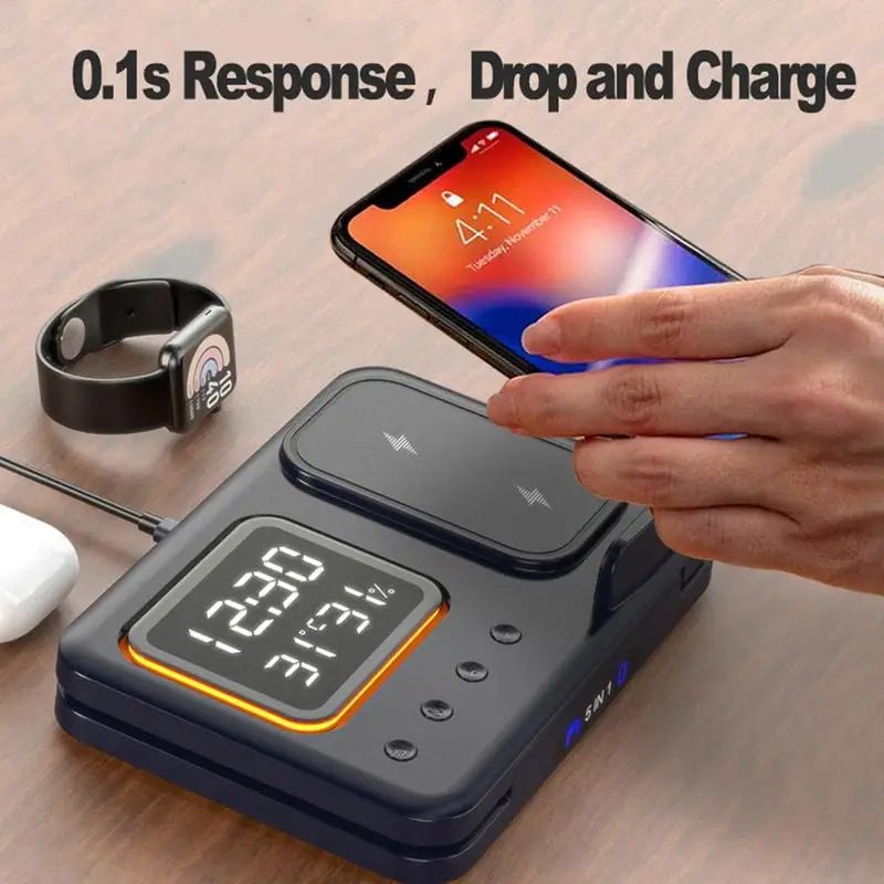 15W Fast Wireless Charging Station + LED Alarm Clock - InspiredGrabs.com