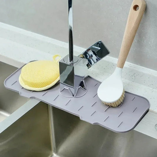 2-Pack Silicone Faucet Splash Guard & Sink Draining Mat - InspiredGrabs.com