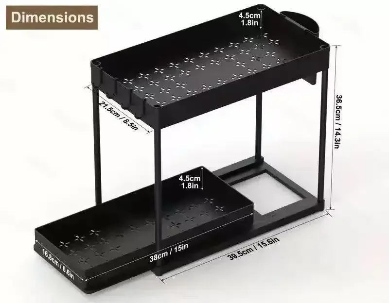 2-Tier Sliding Under-Sink Organizer – White - InspiredGrabs.com