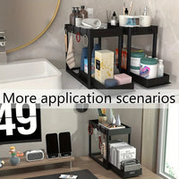 Thumbnail for 2-Tier Sliding Under-Sink Organizer – White - InspiredGrabs.com