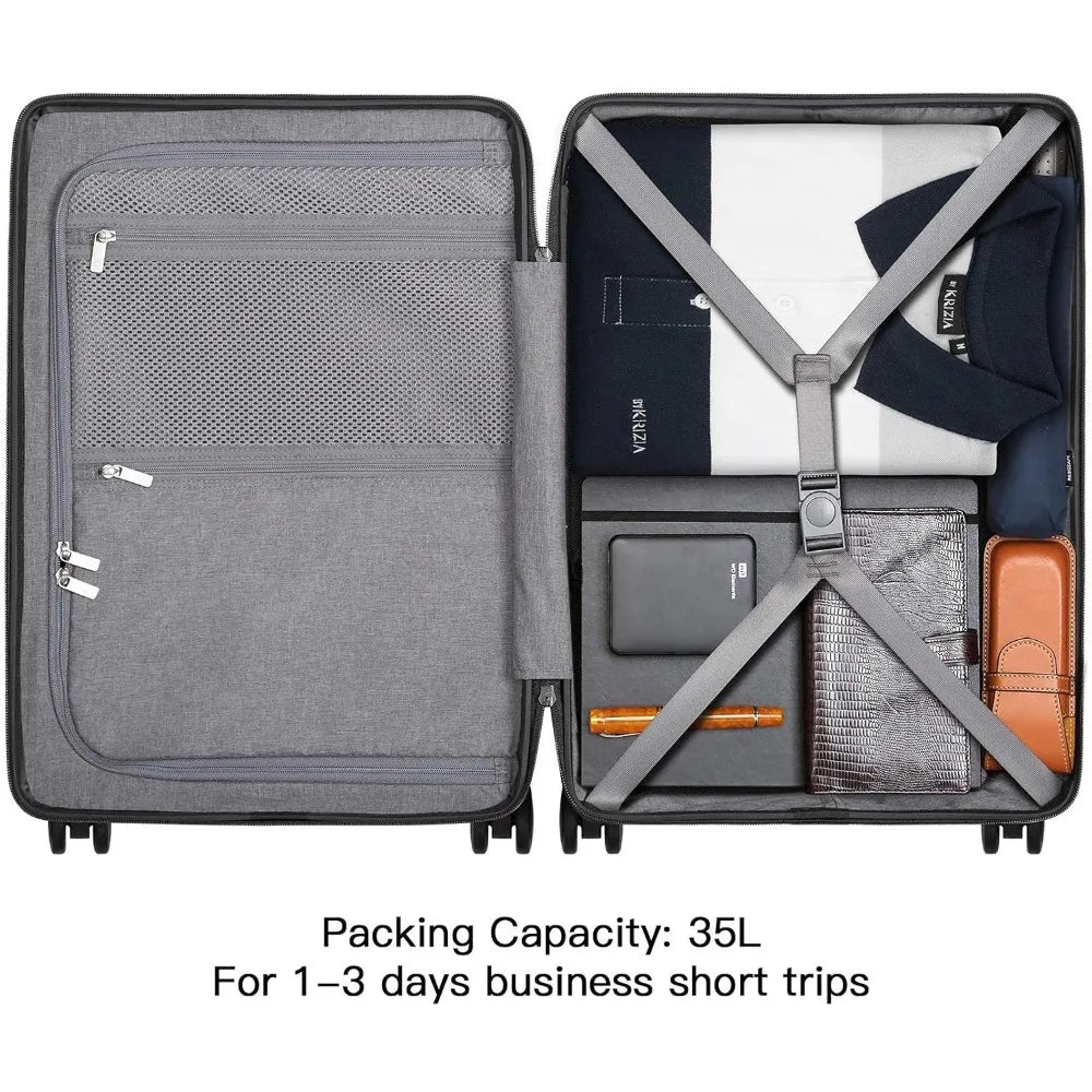 20” Lightweight PC Hardside Carry - On Suitcase - InspiredGrabs.com