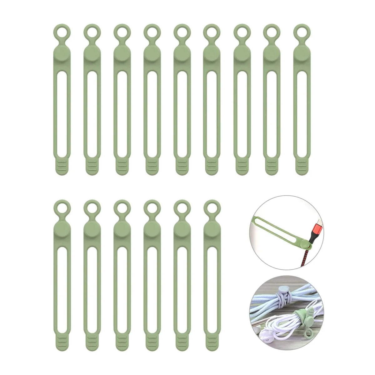 20-Pack Reusable Silicone Cable Ties – Black - InspiredGrabs.com
