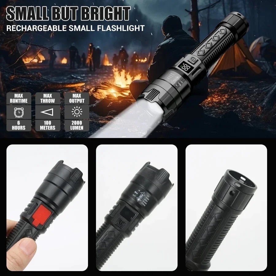 2000LM USB Rechargeable Tactical LED Flashlight - InspiredGrabs.com