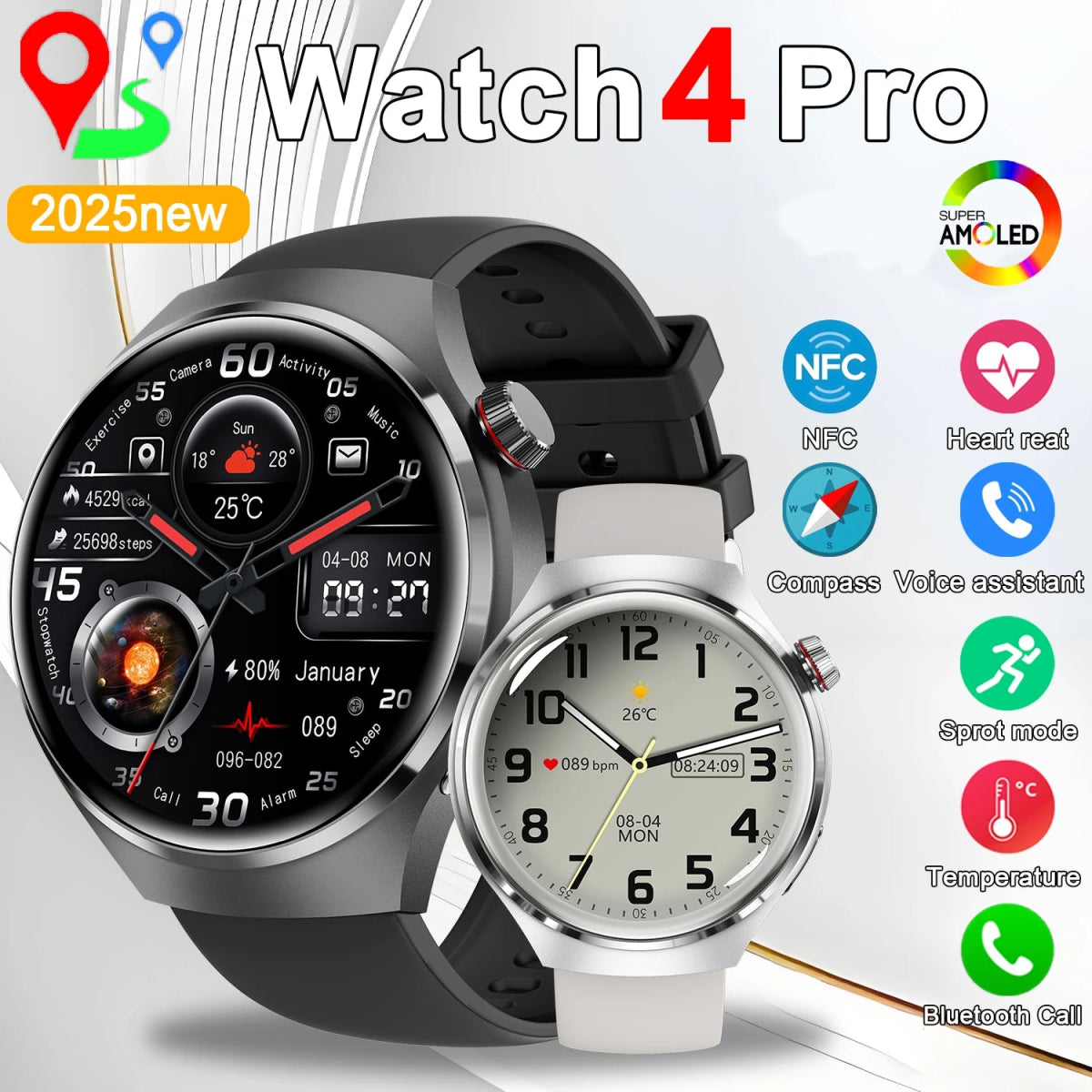 2025 Smart Watch - NFC, GPS, IP68 Waterproof - InspiredGrabs.com