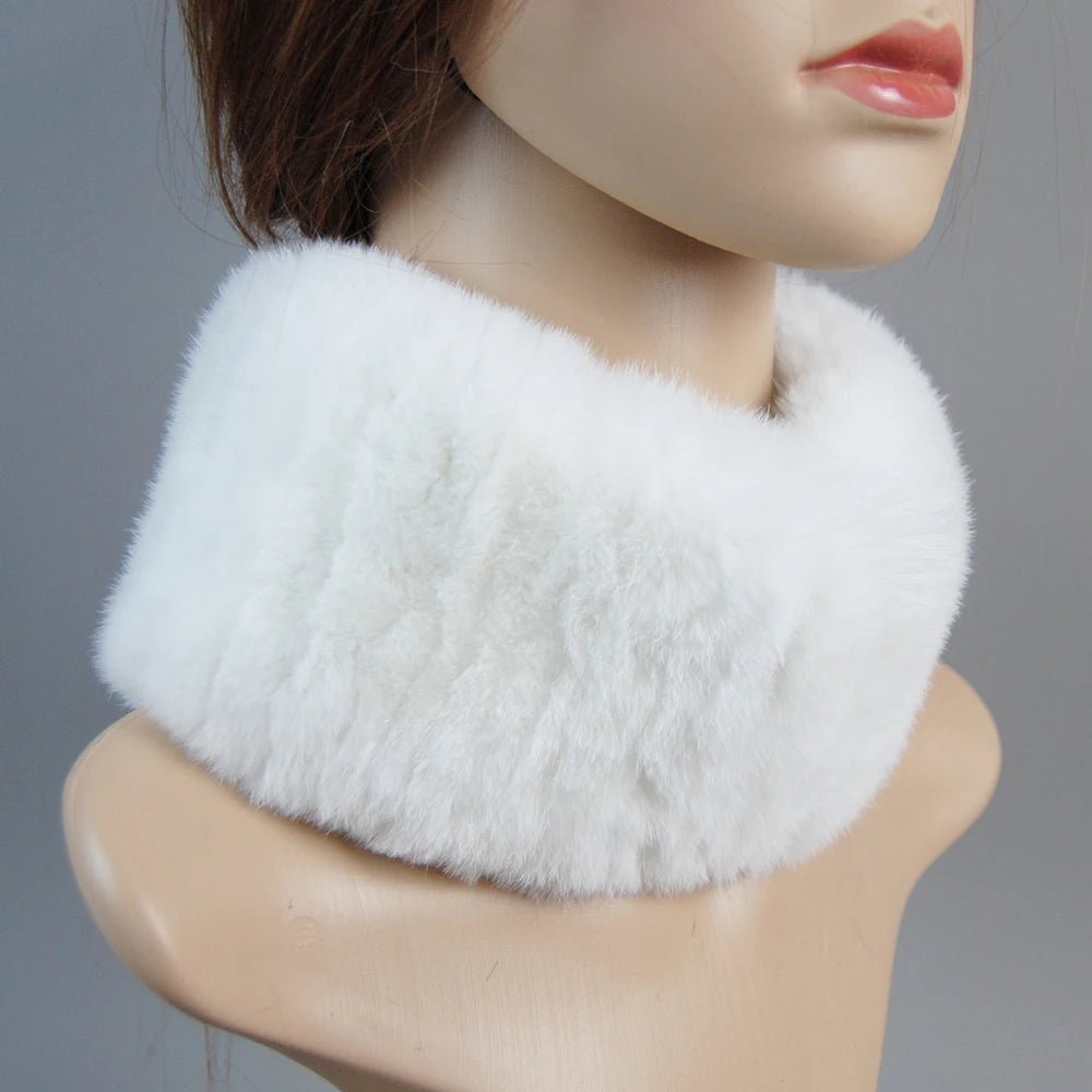 2025 Women’s Real Rex Rabbit Fur Ring Cap & Silver Fox Fur Scarf - InspiredGrabs.com