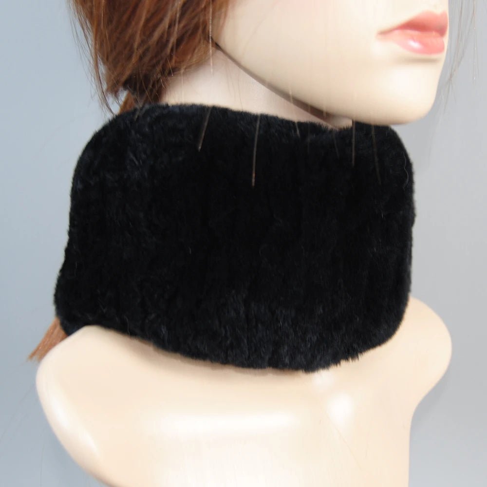 2025 Women’s Real Rex Rabbit Fur Ring Cap & Silver Fox Fur Scarf - InspiredGrabs.com