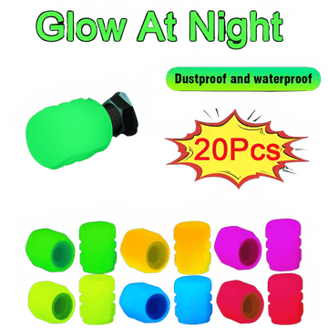 20PCS Luminous Tire Valve Stem Caps Fluorescent Wheel Decor - InspiredGrabs.com