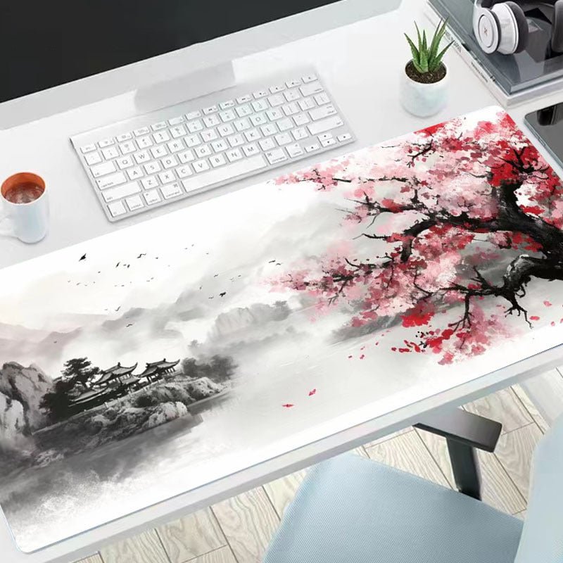 2pc Japanese Cherry Blossoms Gaming Mouse Pad – Large Desk Mat - InspiredGrabs.com