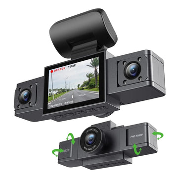 3 Channel Dash Cam Video Recorder – Three Lens Car Camera with Rear View DVR & 24H Parking Monitor - InspiredGrabs.com