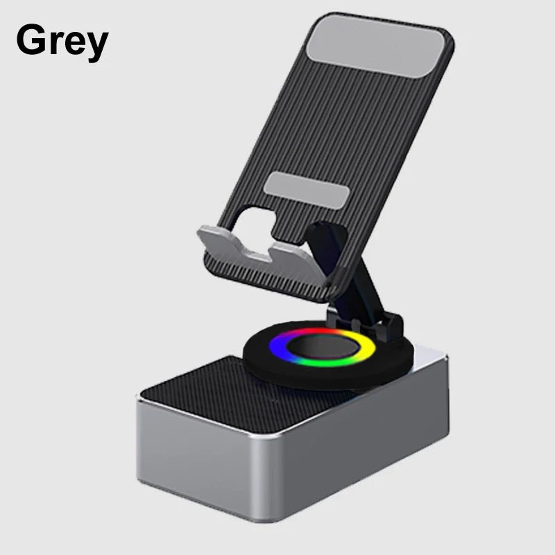 3 - in - 1 Mobile Phone Holder: Stand Bracket + Audio Power Bank + Wireless Bluetooth Speaker | Adjustable, Foldable, Rotating Desktop Accessory - InspiredGrabs.com