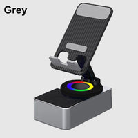 Thumbnail for 3 - in - 1 Mobile Phone Holder: Stand Bracket + Audio Power Bank + Wireless Bluetooth Speaker | Adjustable, Foldable, Rotating Desktop Accessory - InspiredGrabs.com