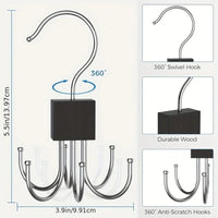 Thumbnail for 3-Pack 360° Rotating Multi-Hook Belt Hangers – Natural Wood - InspiredGrabs.com