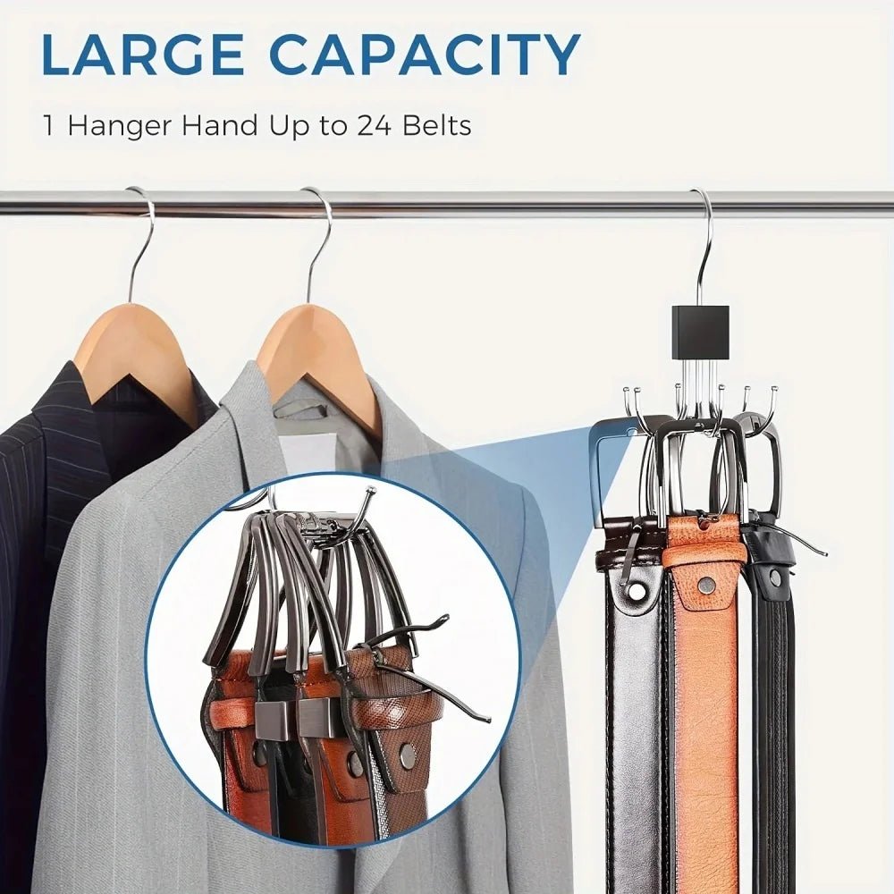 3-Pack 360° Rotating Multi-Hook Belt Hangers – Natural Wood - InspiredGrabs.com