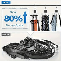 Thumbnail for 3-Pack 360° Rotating Multi-Hook Belt Hangers – Natural Wood - InspiredGrabs.com