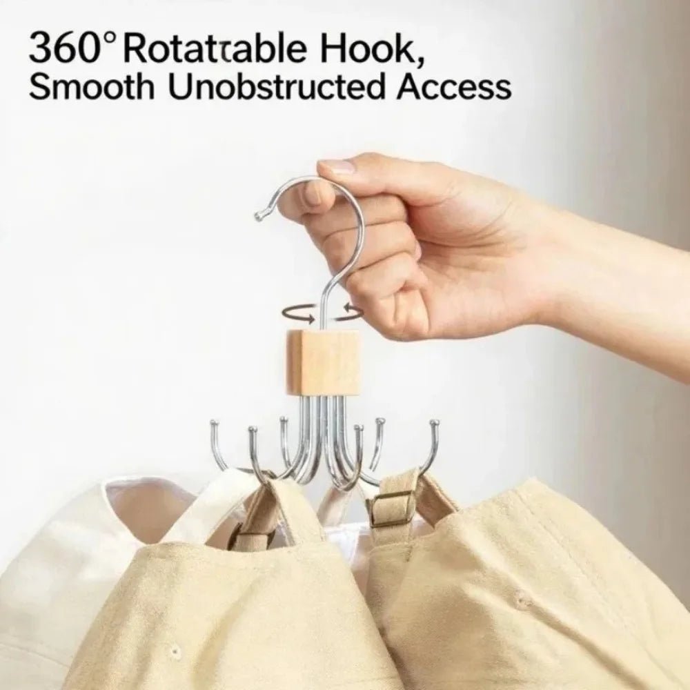 3-Pack 360° Rotating Multi-Hook Belt Hangers – Natural Wood - InspiredGrabs.com