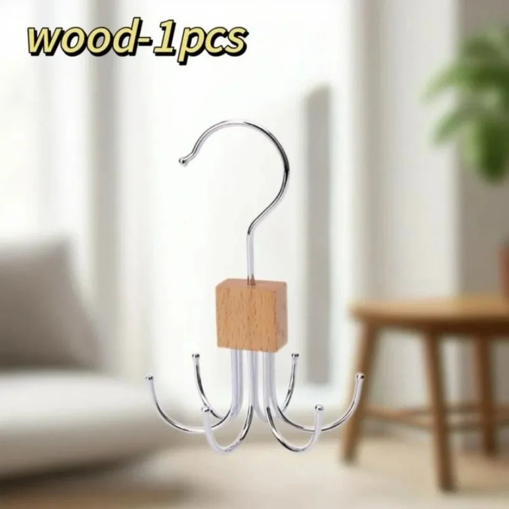 3-Pack 360° Rotating Multi-Hook Belt Hangers – Natural Wood - InspiredGrabs.com