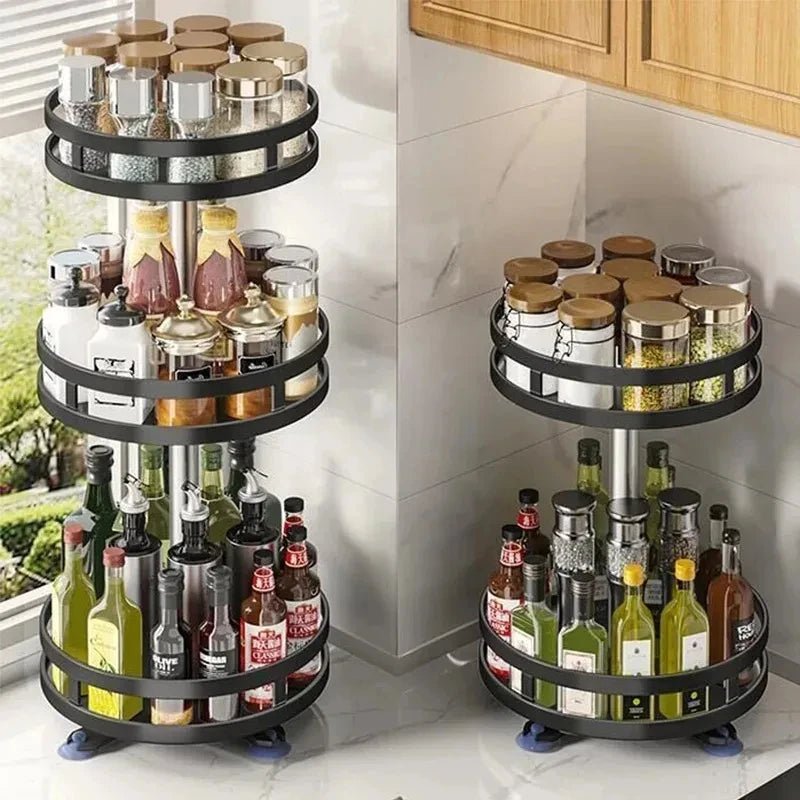 3-Tier 360° Rotating Stainless Steel Kitchen Organizer - InspiredGrabs.com