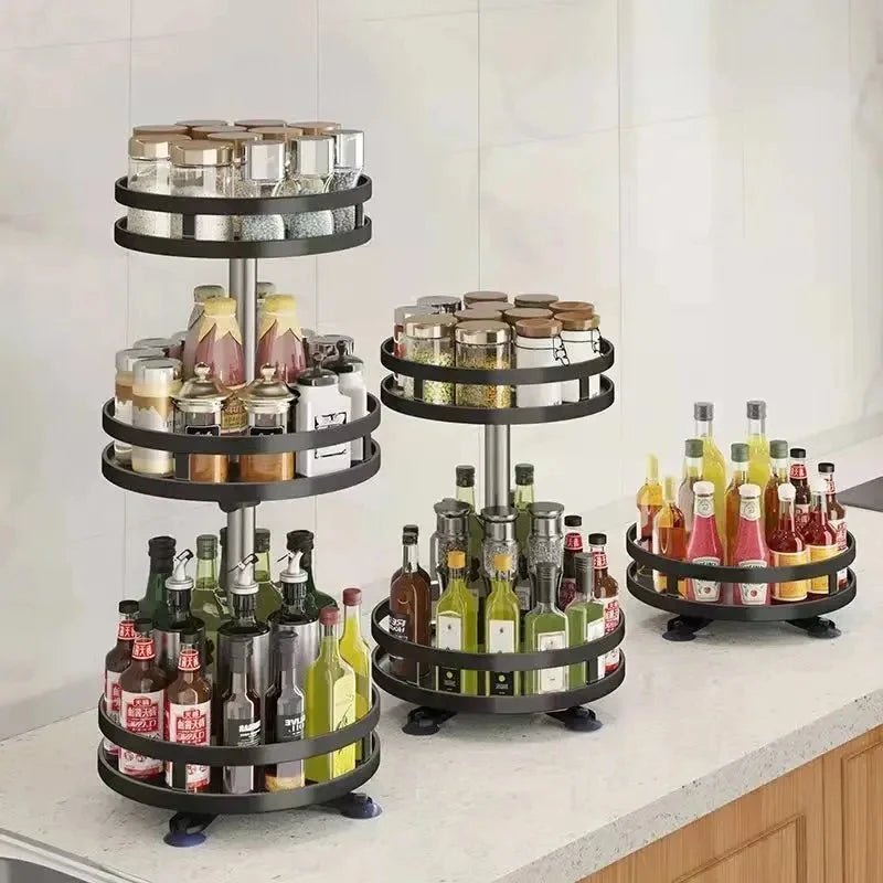 3-Tier 360° Rotating Stainless Steel Kitchen Organizer - InspiredGrabs.com