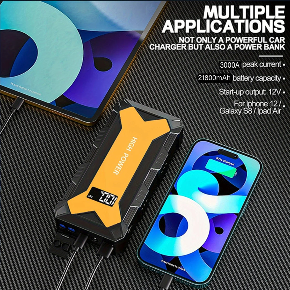 3000A Portable Car Battery Starter & Power Bank - InspiredGrabs.com