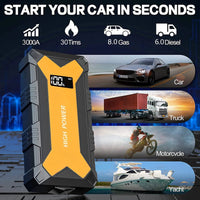 Thumbnail for 3000A Portable Car Battery Starter & Power Bank - InspiredGrabs.com