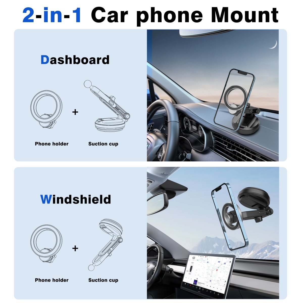 360° Car Phone Holder with MagSafe & Aluminum - InspiredGrabs.com