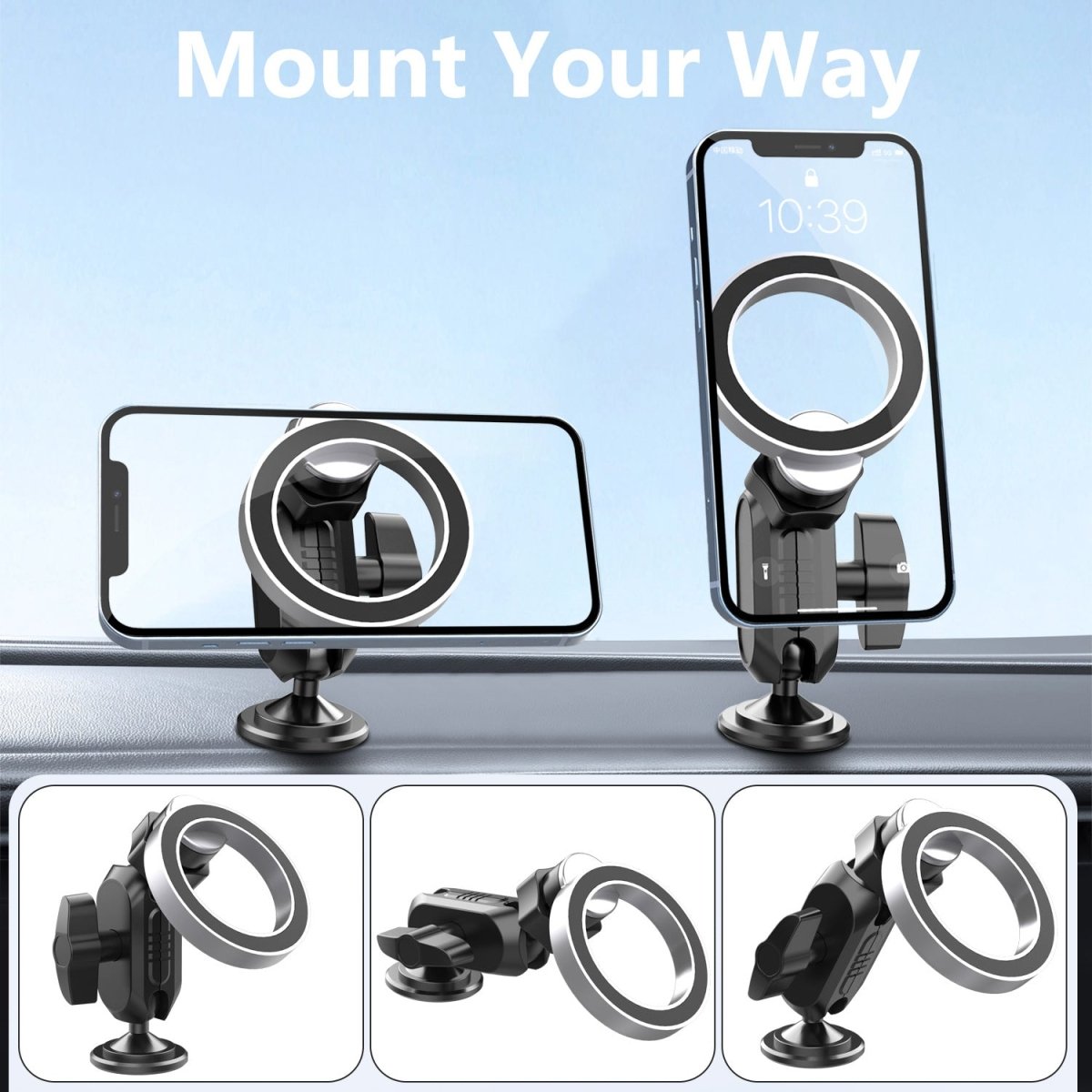 360° Car Phone Holder with MagSafe & Aluminum - InspiredGrabs.com