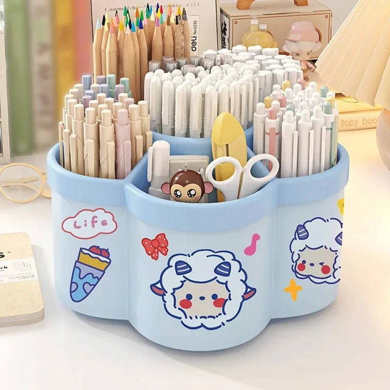 5-Compartment Rotating Makeup Brush Organizer – Pink - InspiredGrabs.com
