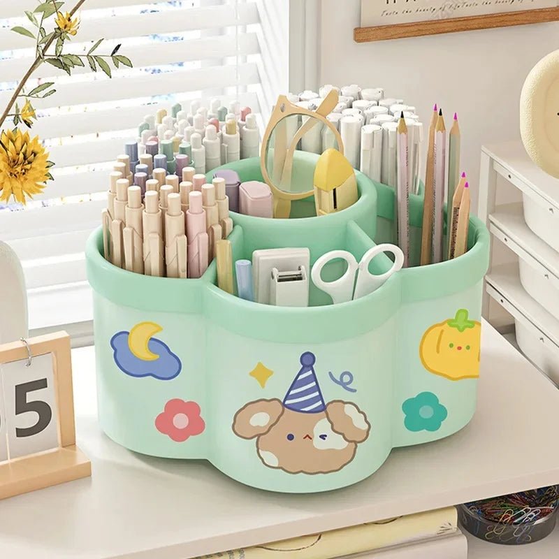 5-Compartment Rotating Makeup Brush Organizer – Pink - InspiredGrabs.com
