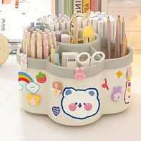 Thumbnail for 5-Compartment Rotating Makeup Brush Organizer – Pink - InspiredGrabs.com