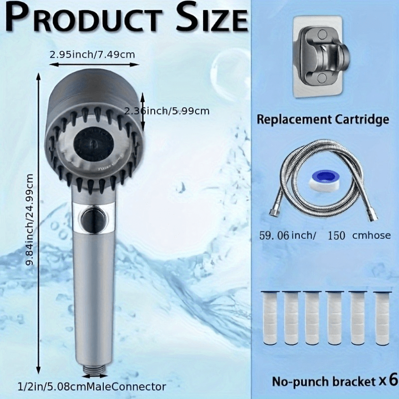5 - Filter Adjustable Shower Set - Stainless Steel - InspiredGrabs.com