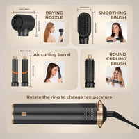 Thumbnail for 5 - in - 1 Blow Dryer Brush & Air Curling Wrap Styler – Detachable Hot Air Brush Set - InspiredGrabs.com