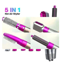 Thumbnail for 5 - in - 1 Hot Air Brush Hair Dryer & Styler – Ionic Detachable Blowout Tool - InspiredGrabs.com