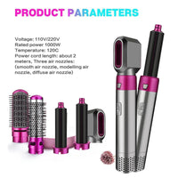 Thumbnail for 5 - in - 1 Hot Air Brush Hair Dryer & Styler – Ionic Detachable Blowout Tool - InspiredGrabs.com