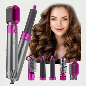 5 - in - 1 Hot Air Brush Hair Dryer & Styler – Ionic Detachable Blowout Tool - InspiredGrabs.com