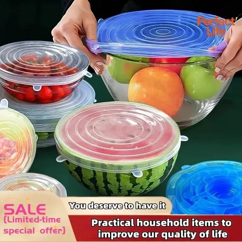 6-Piece Reusable Silicone Stretch Lid Set - InspiredGrabs.com