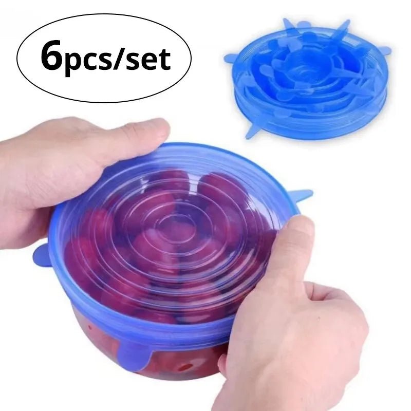 6-Piece Reusable Silicone Stretch Lid Set - InspiredGrabs.com