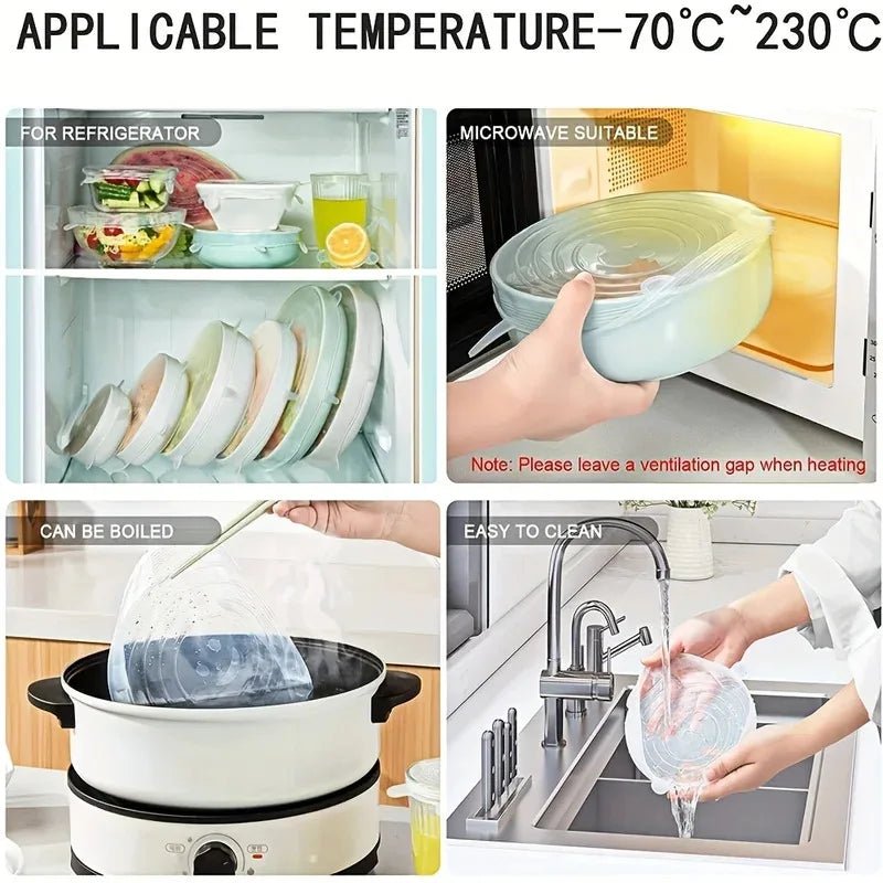 6-Piece Reusable Silicone Stretch Lid Set - InspiredGrabs.com